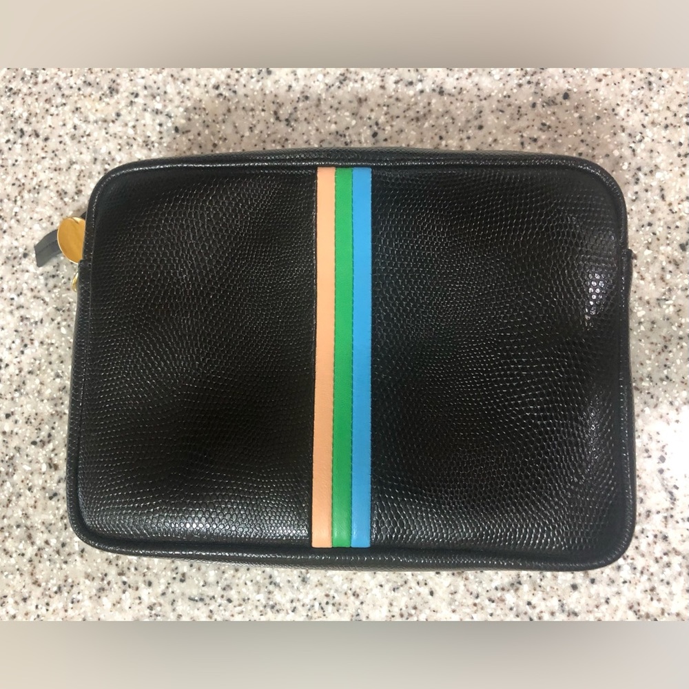 Clare V midi sac - black with stripes